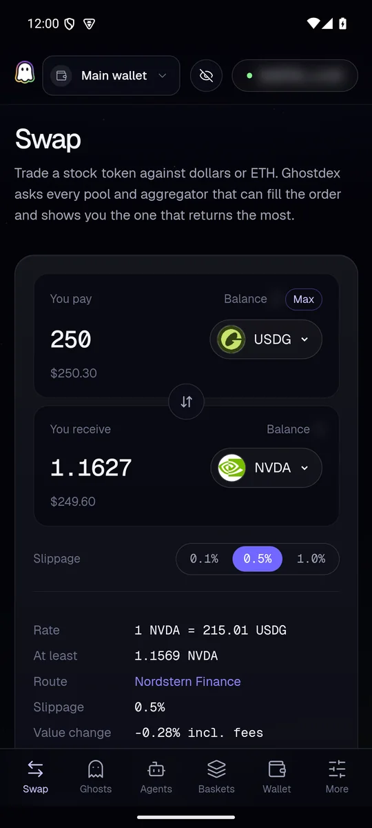 Swap screen in the Android app with a live quote